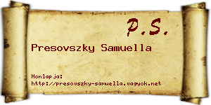 Presovszky Samuella névjegykártya